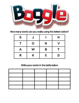 free boggle template